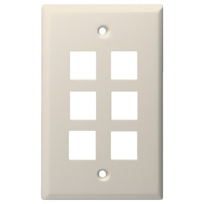 DataComm Keystone Wallplate, 1-Gang, 6-Port, Light Almond